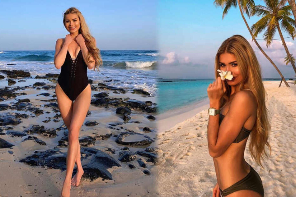 Ein wahr gewordener Männertraum: Pamela Reif (23) im Bikini. (Fotomontage)