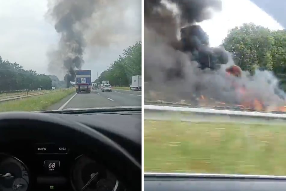 Aufnahmen, die von einem Autofahrer geteilt wurden, zeigen die Sekunden nach dem Unglück.