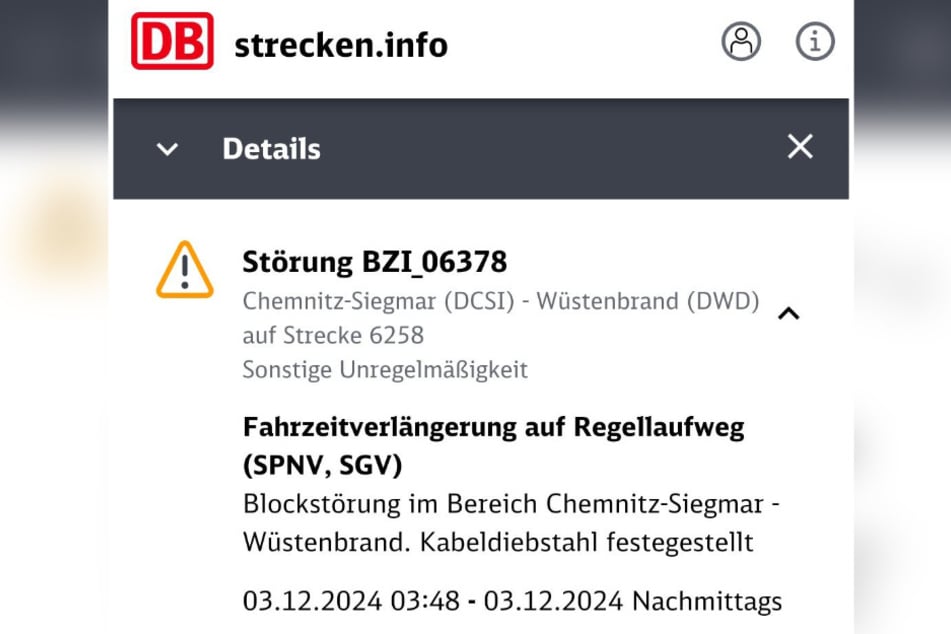 Kabeldiebstahl führte erneut zu Verspätungen.