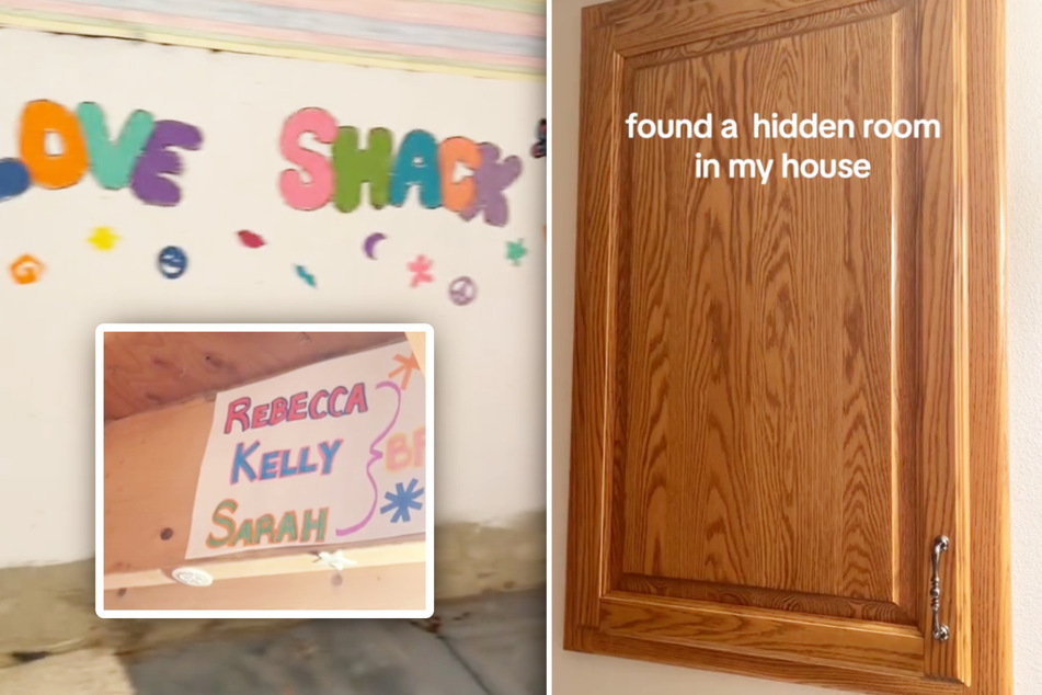 Durch eine winzige Tür im Badezimmer legte eine TikTokerin einen geheimen Raum frei, der offenbar von Kindern dekoriert wurde.