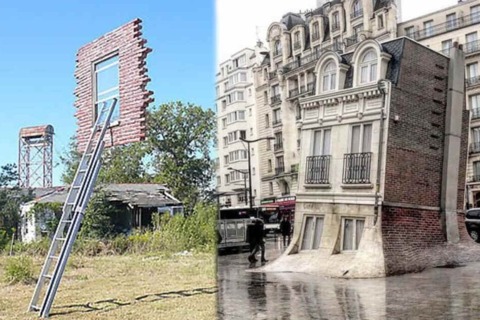 Weitere beeindruckende Kunstwerke von Leandro Erlich: Das schwebende Fenster von New Orleans und das schmelzende Haus in Paris.