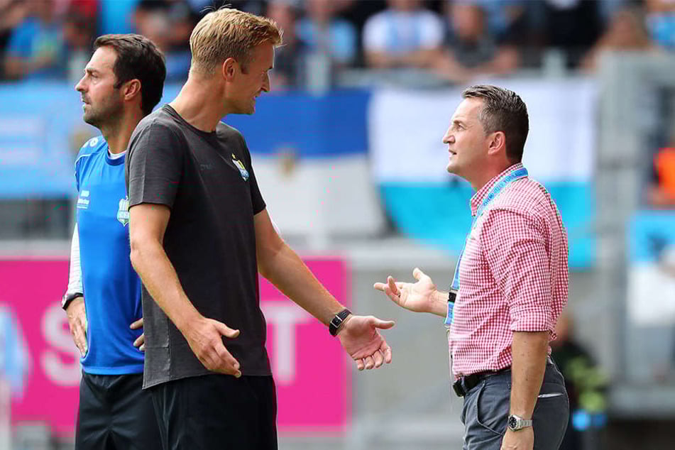 Redebedarf: CFC-Coach David Bergner (l.) und Sportchef Thomas Sobotzik.