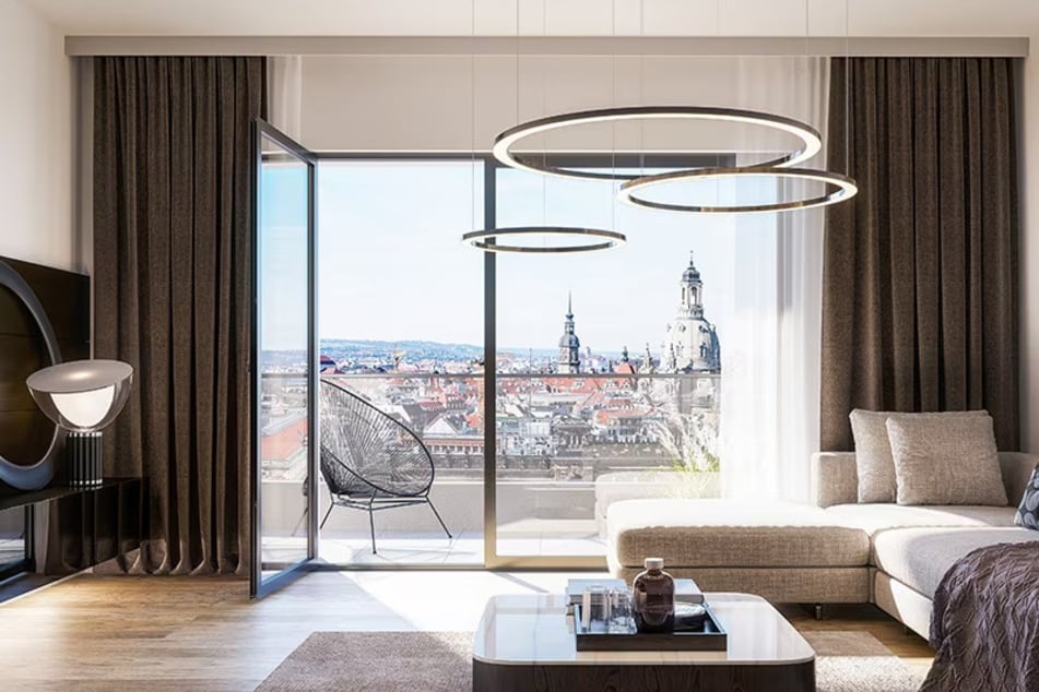 Vom Penthouse bietet sich der beste Blick auf Sachsens Landeshauptstadt.