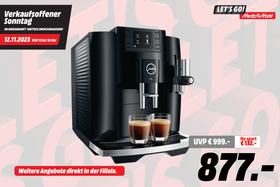 Jura-Kaffeevollautomat für 877 statt 999 Euro.
