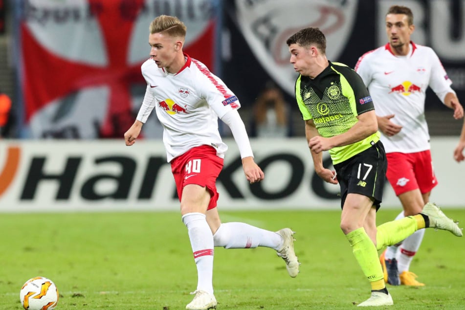 Erik Majetschak (25, l.) kickte für RB Leipzig - hier gegen Celtic Glasgow - schon in der Europa League.