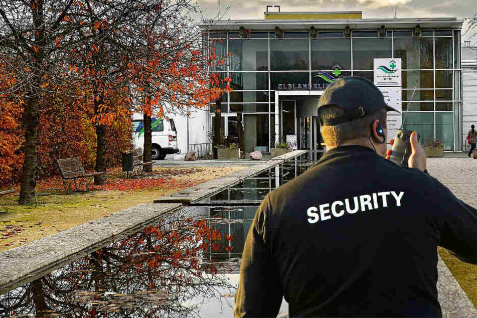 Als erstes Krankenhaus in Sachsen werden die Elblandkliniken von einem Sicherheitsdienst überwacht. (Bildmontage)