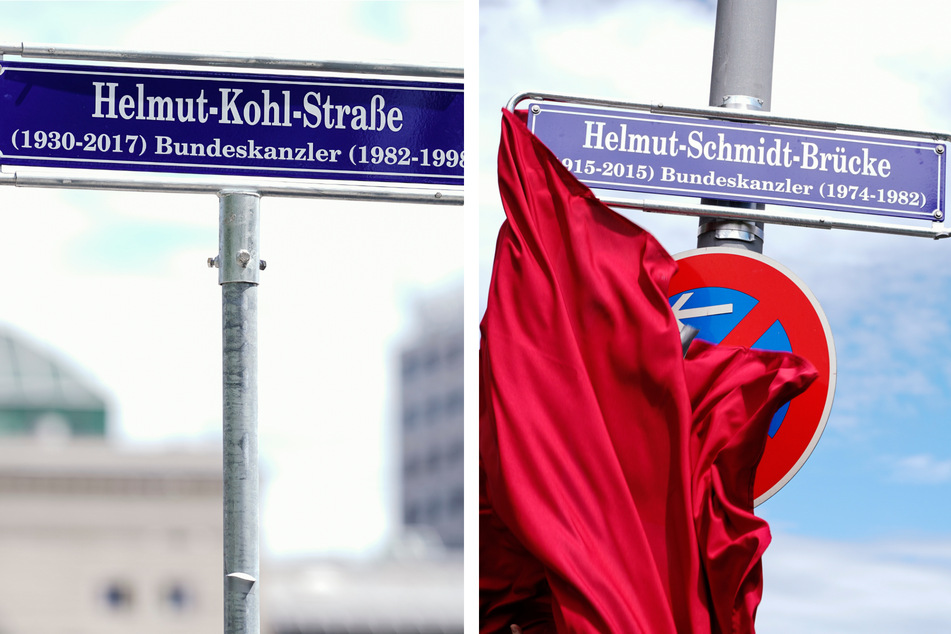 Die ehemaligen Kanzler Kohl (†87) und Schmidt (†96) wurden durch Denkmäler geehrt.