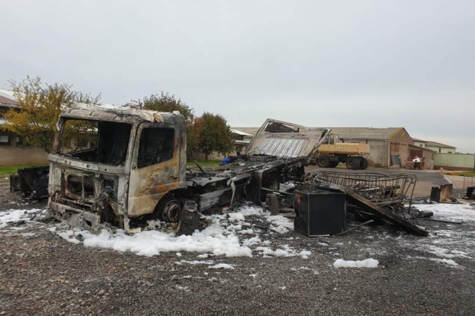 Der AfD-Walhkampf-Lkw brannte komplett aus.