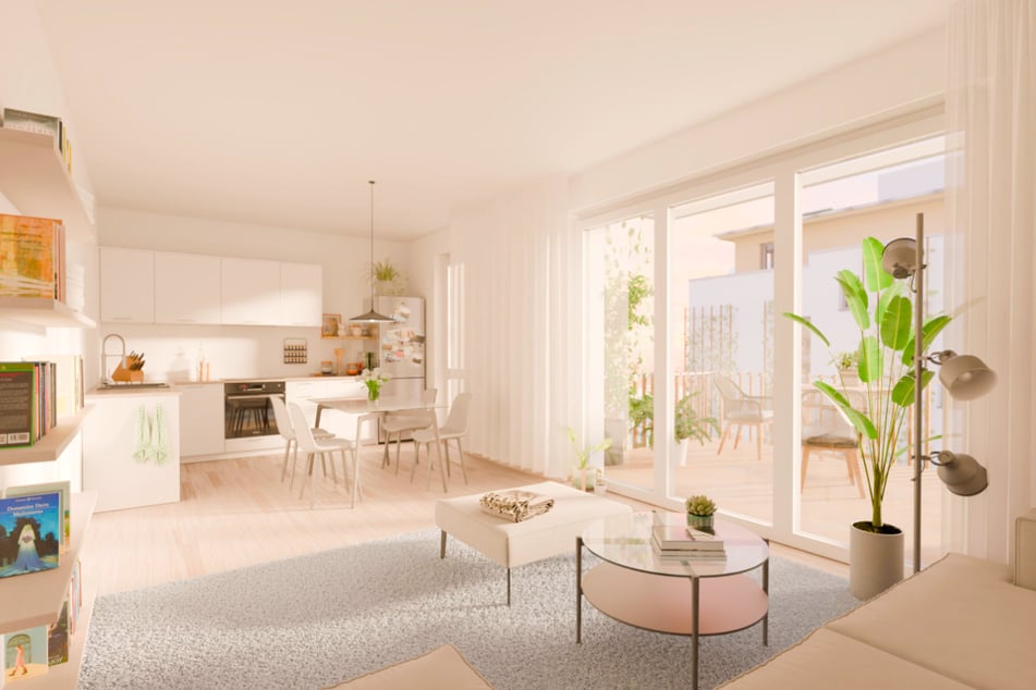 Großzügige Fensterflächen sorgen für helle, freundliche Wohnräume.