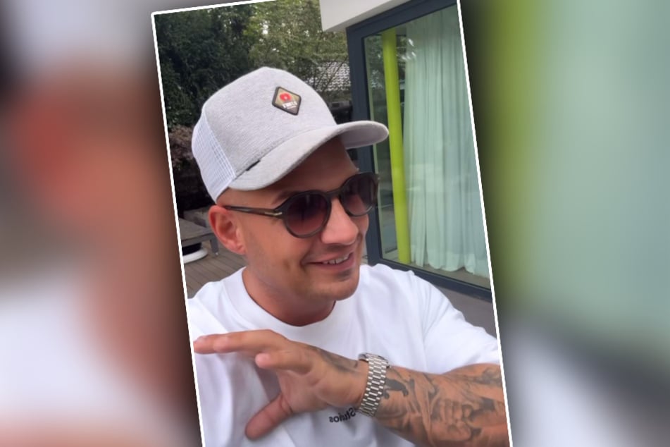 Pietro Lombardi (33) zeigte sich betont gut gelaunt im Garten seiner Miet-Villa, aus der er in den kommenden Tagen ausziehen wird.
