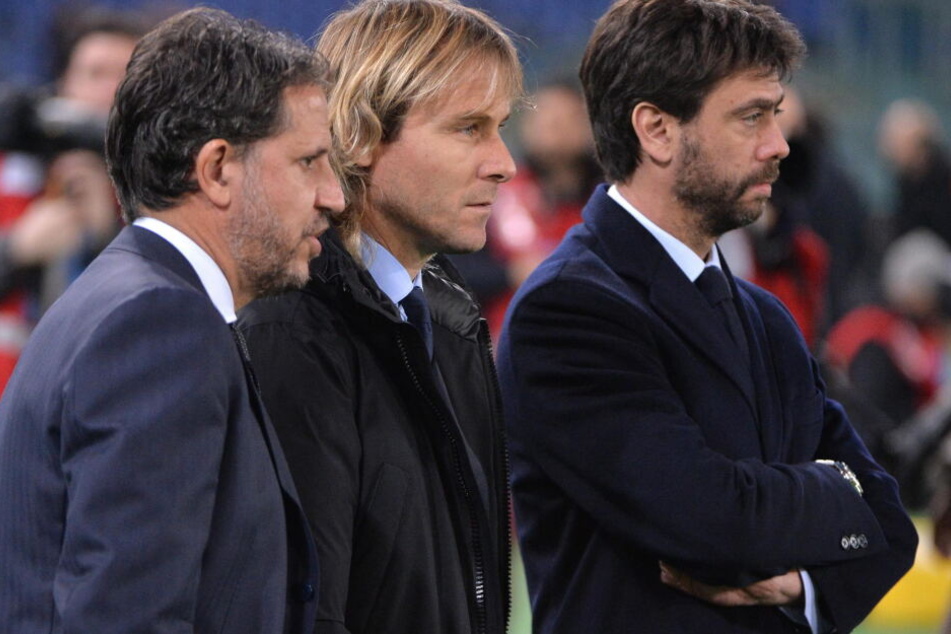 Fabio Paratici (l.) mit Pavel Nedved und Andrea Agnelli.