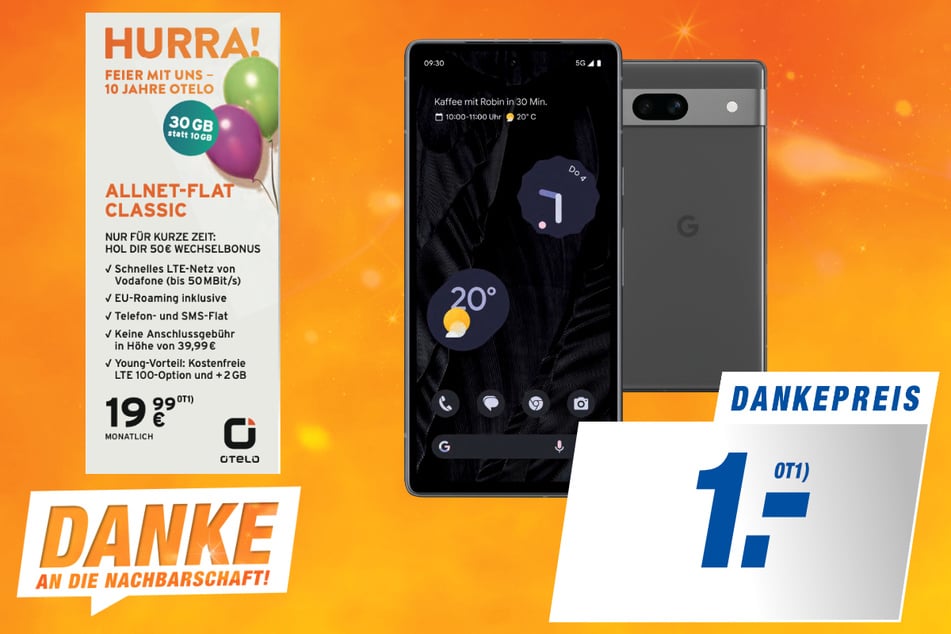 Google Pixel 7a für 1 Euro im Tarif.