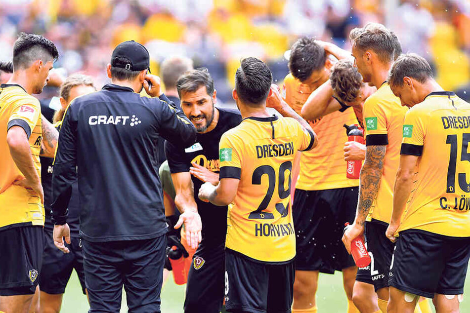Nach einigen Anlaufschwierigkeiten scheint Dynamo-Coach Cristian Fiel (M.) sein Stammpersonal gefunden zu haben.
