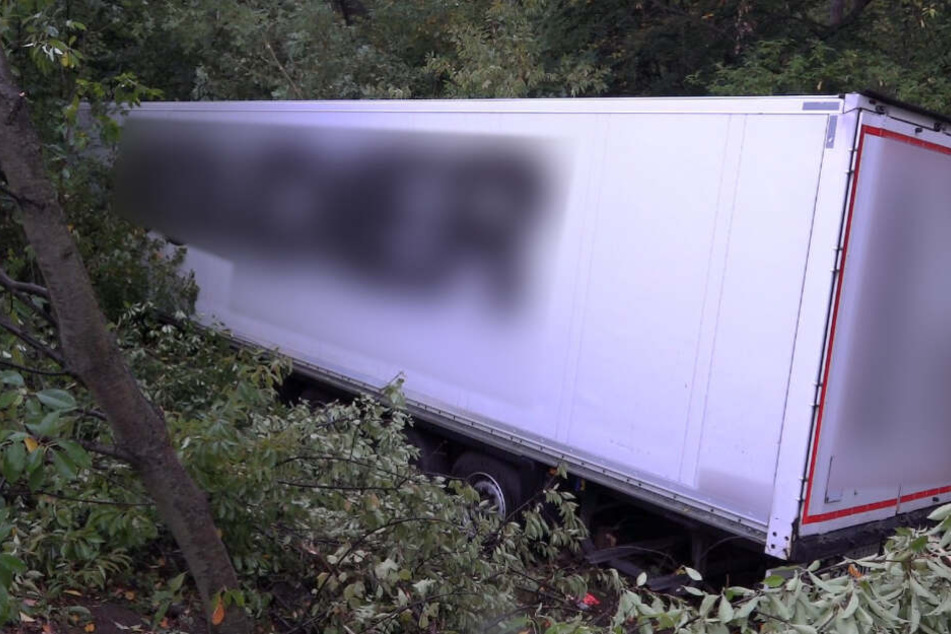 Der Lastwagen rauschte ins Gebüsch.