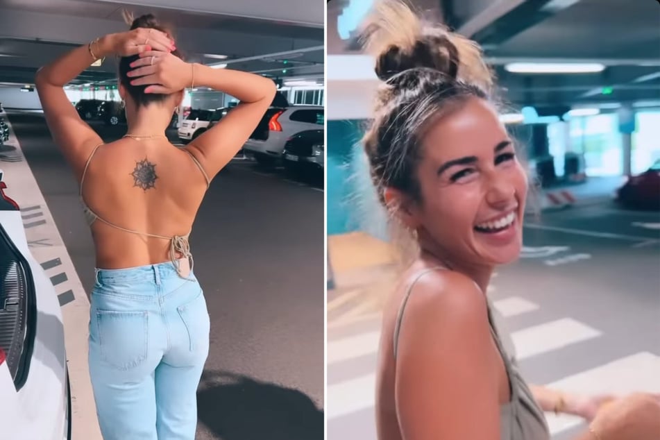 Sarah Engels (29) präsentiert ihren braungebrannten Rücken und verrät, wie viel sie wiegt. (Fotomontage)