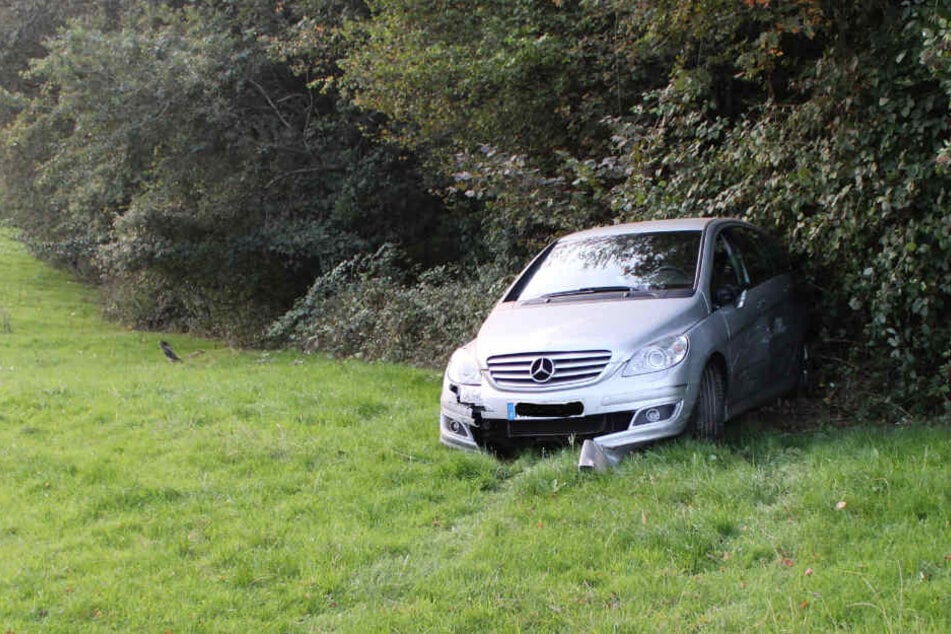 Das demolierte Auto stand auf einer Grünfläche.