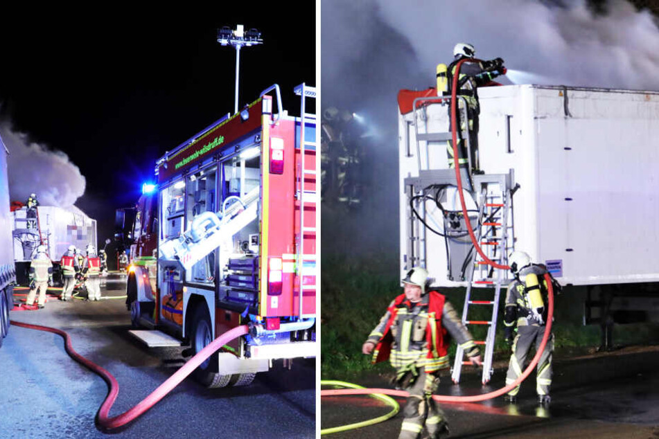 Müll-Laster steht plötzlich auf A4 in Flammen: Feuerwehreinsatz kurz vor Dresden!