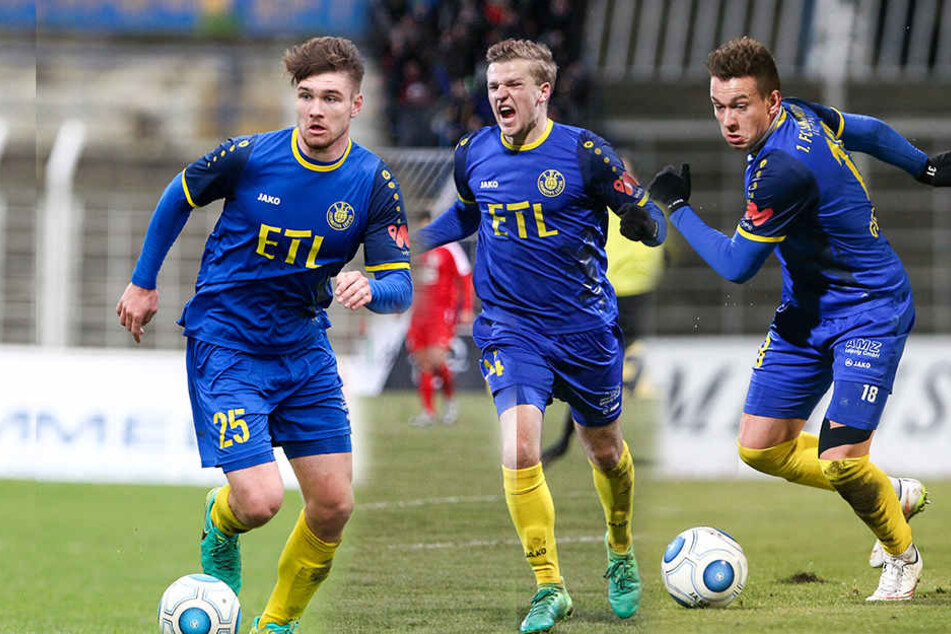 Peter Misch, Paul Maurer und Nils Gottschick (v.l.n.r.) sollen ihre Verträge bei Lok Leipzig verlängern.