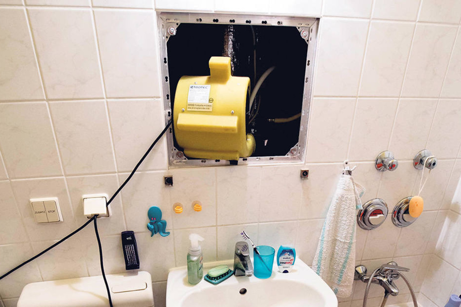 Lüfter und Trockner sind im kleinen Bad der Rentnerin zum Entfeuchten im Dauerbetrieb. 