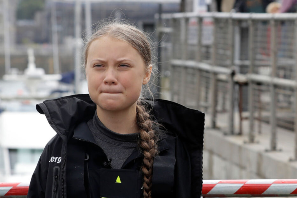 Greta in Plymouth, vor ihrer Abfahrt zum UN-Klimagipfel.