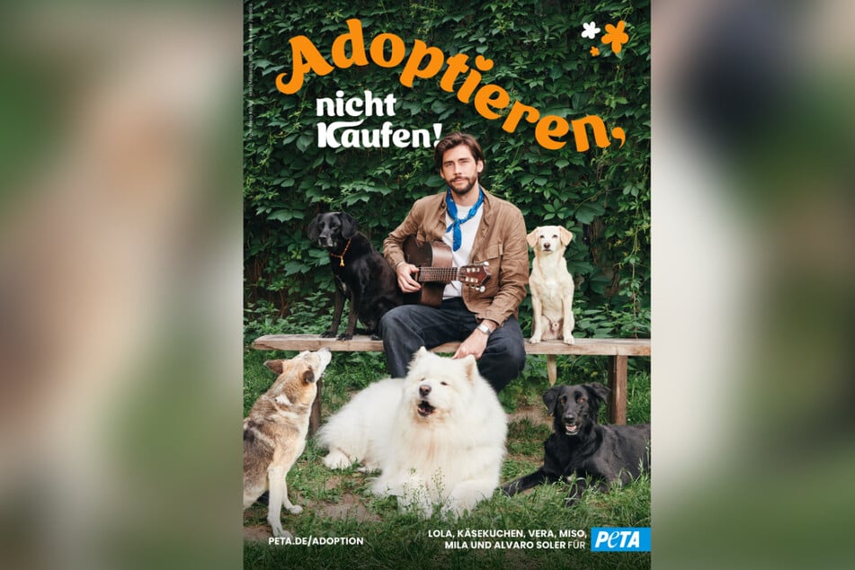 El cantante Alvaro Soler (34) se une a una nueva campaña de PETA para promover la adopción de animales en lugar de comprarlos.