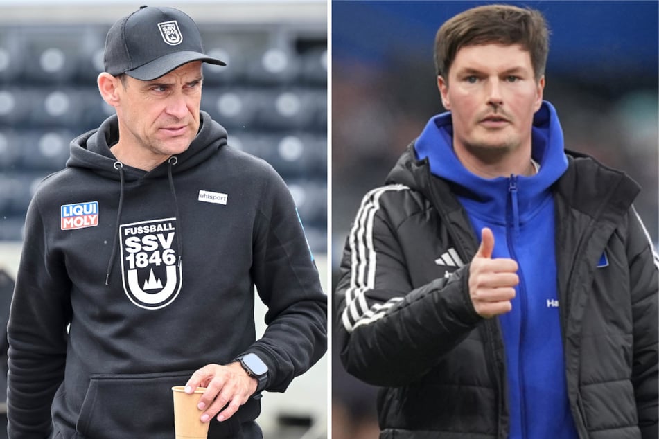 Sowohl für HSV-Coach Merlin Polzin (34, r.) als auch für Ulm-Trainer Robert Lechleiter (44) geht es bei dem Duell im Volkspark um extrem viel.