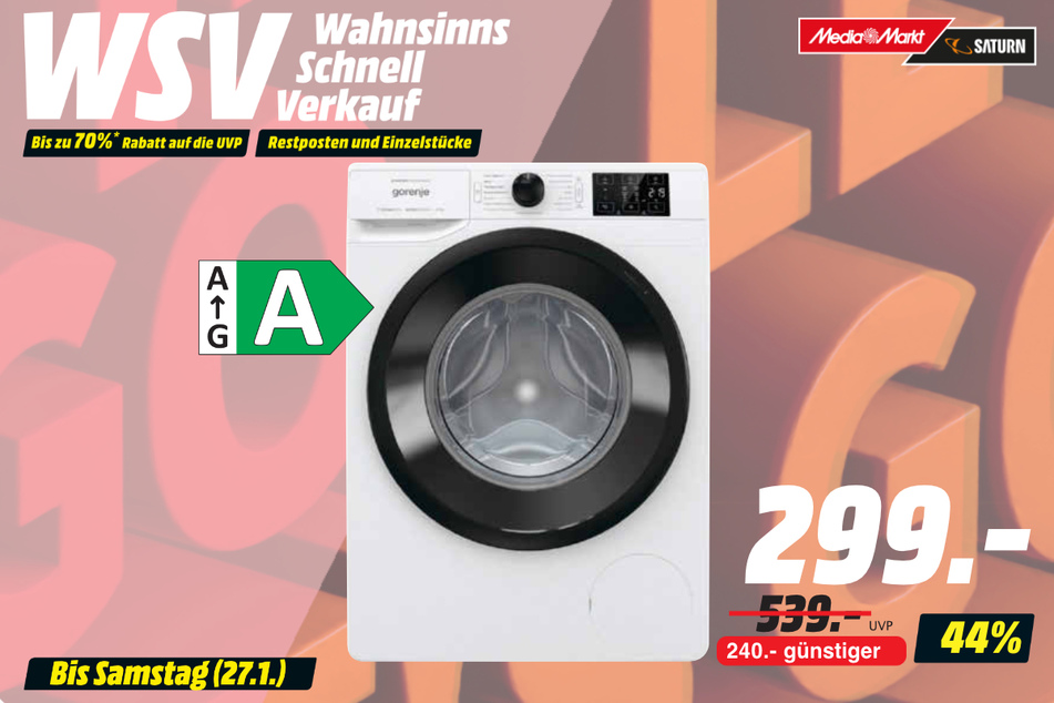 Gorenje-Waschmaschine für 299 statt 539 Euro.