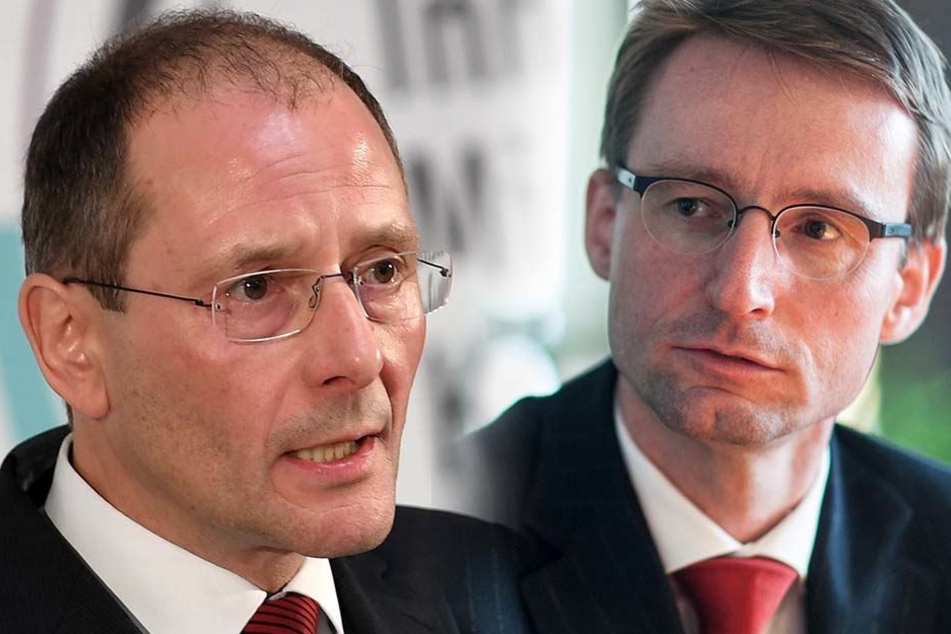 Markus Ulbig (53, l.) ist nicht mehr Sachsens Innenminister. Seinen Posten übernimmt Roland Wöller (47).