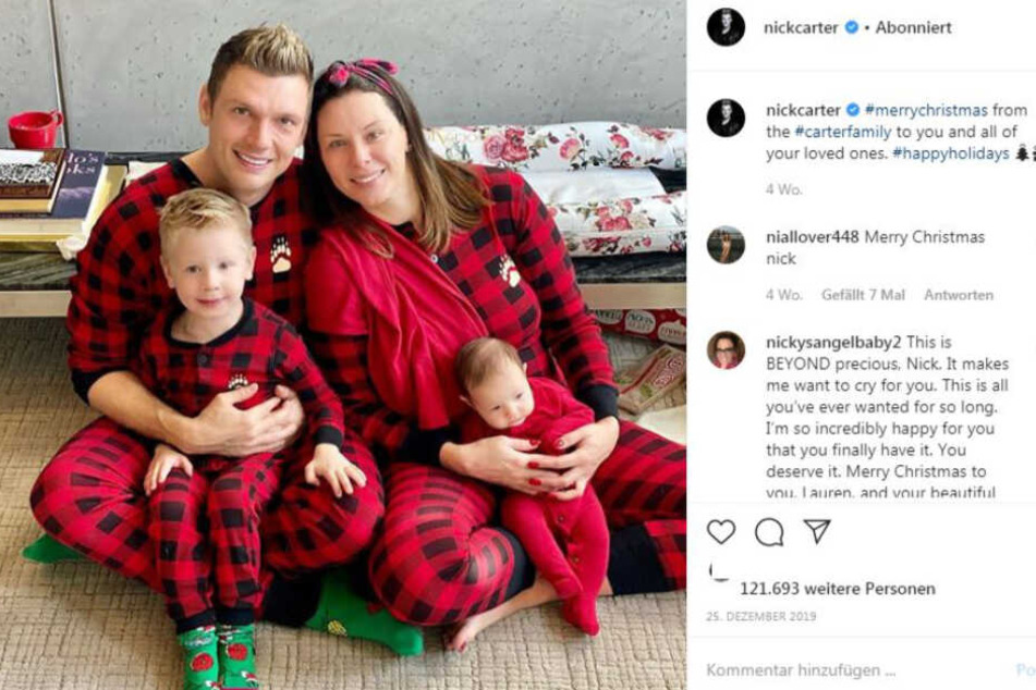 Frohe Weihnachten von den Carters. Nick, Frau Lauren, sowie Odin und Saoirse.
