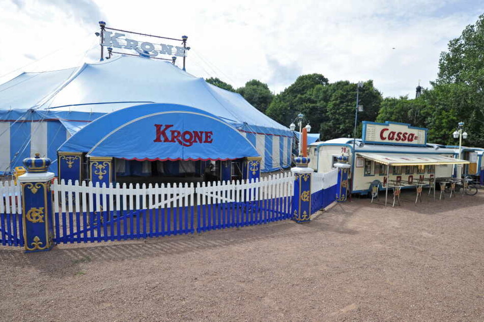 Der Circus Krone gastiert auf dem Hartmannplatz in Chemnitz.