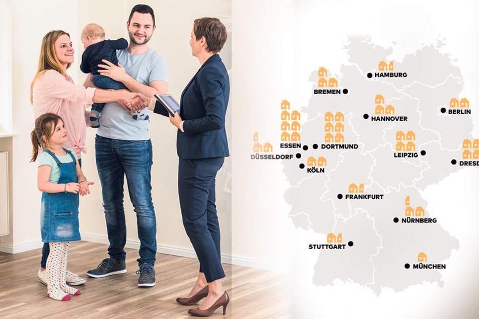 So viel Großstadt-Wohnraum gibt es für 200.000 Euro: In Dresden sind es vier Zimmer, in München nur eines.