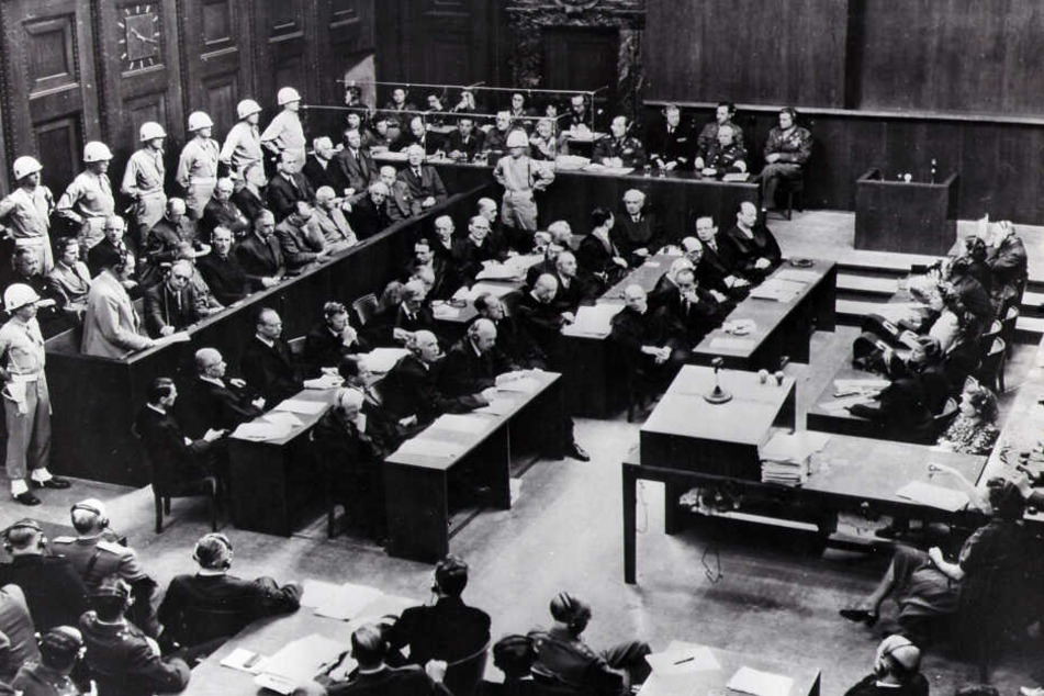 Blick in den Verhandlungssaal der Nürnberger-Prozesse (Archivbild von 1945)