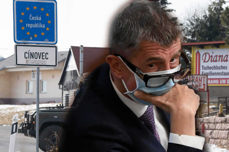Ministerpräsident Andrej Babis vor der Grenze der Tschechischen Republik zu Deutschland in Cinovec.