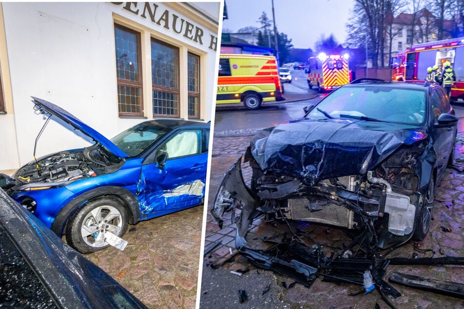 Überall Trümmer: Skoda-Fahrerin missachtet Vorfahrt und kollidiert mit Nissan