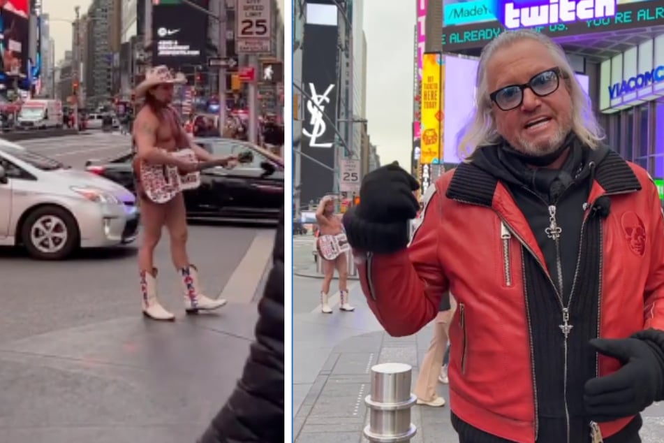Robert Geiss (57) besuchte in New York den Times Square. Dort traf er auf einen Musiker, der sich als "Naked Cowboy" bezeichnete.