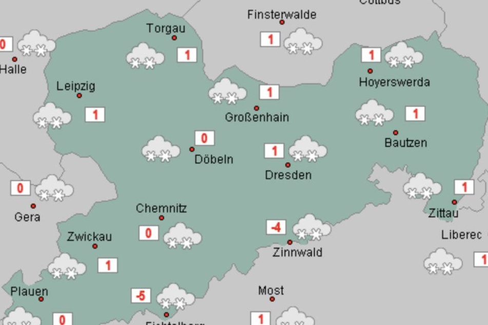 Die Aussichten für Mittwoch: Zur Wochenmitte wird in ganz Sachsen mit Schnee gerechnet.
