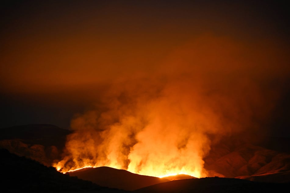 A view of flames in a rural area of San Luis Obispo County and Santa Barbara County as the wildfire continue in Central California on Thursday.