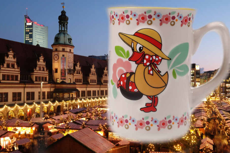 Schnatterinchen ziert 2018 die Kindertassen des Leipziger Weihnachtsmarktes. Sie hatte 1959 ihren ersten Auftritt in der Sendung "Meister Nadelöhr erzählt Geschichten".