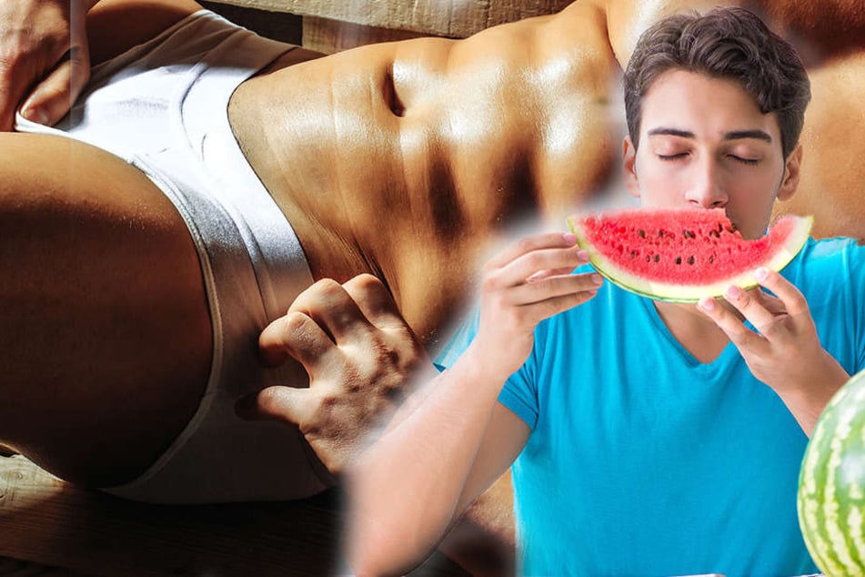 Ein junger Mann lässt sich ein Stück Wassermelone schmecken. Hilft dies dem Herrn, sein Sexualleben zu verbessern?