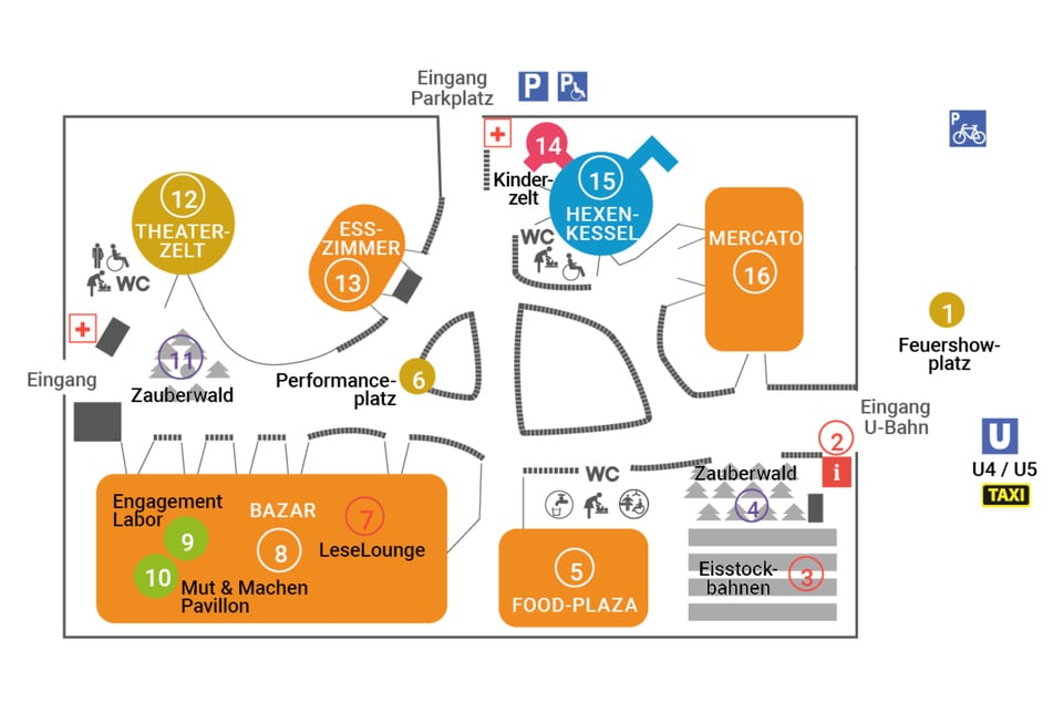 Ein kleiner Lageplan hilft bei der Orientierung auf dem Winterfestival.