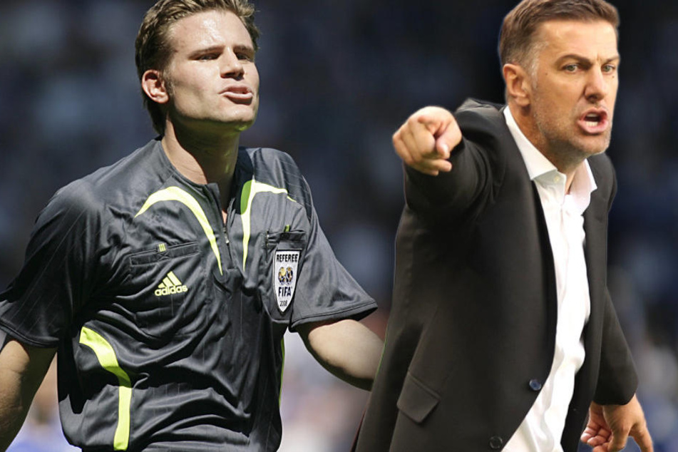 Dr. Felix Brych (l.) sieht sich der Kritik von Mladen Krstajic ausgesetzt.
