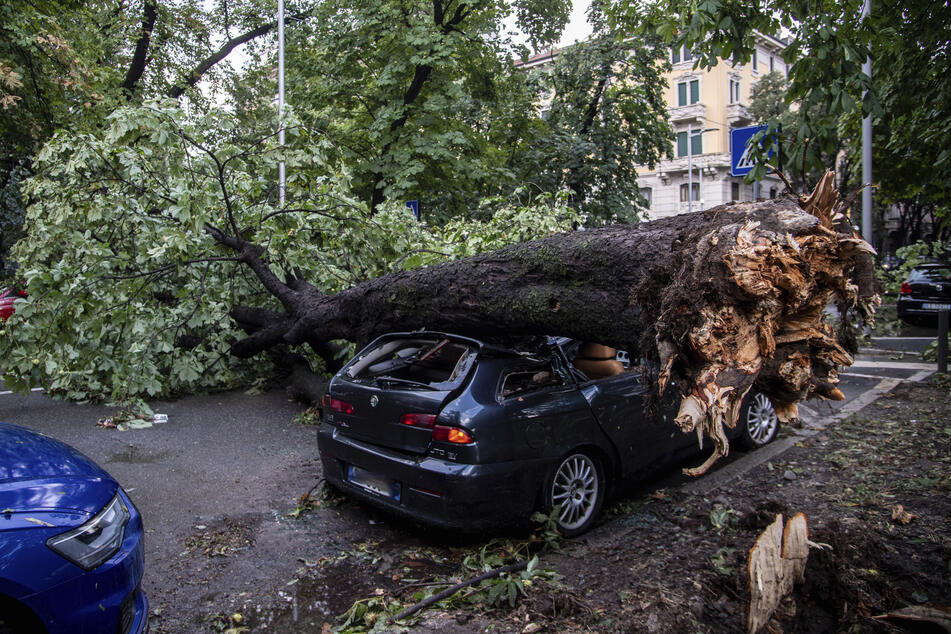 Starke Orkanböen sowie schwerer Hagelschauer und Regenfälle sorgten in Italien für umgestürzte Bäume, blockierten Straßen und beschädigten Häuser.