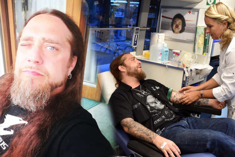 Martin Kesici privat auf seinem Instagram-Account und als fürsorglicher Rocker beim Blutspenden im Jahr 2014. (Bildcollage)
