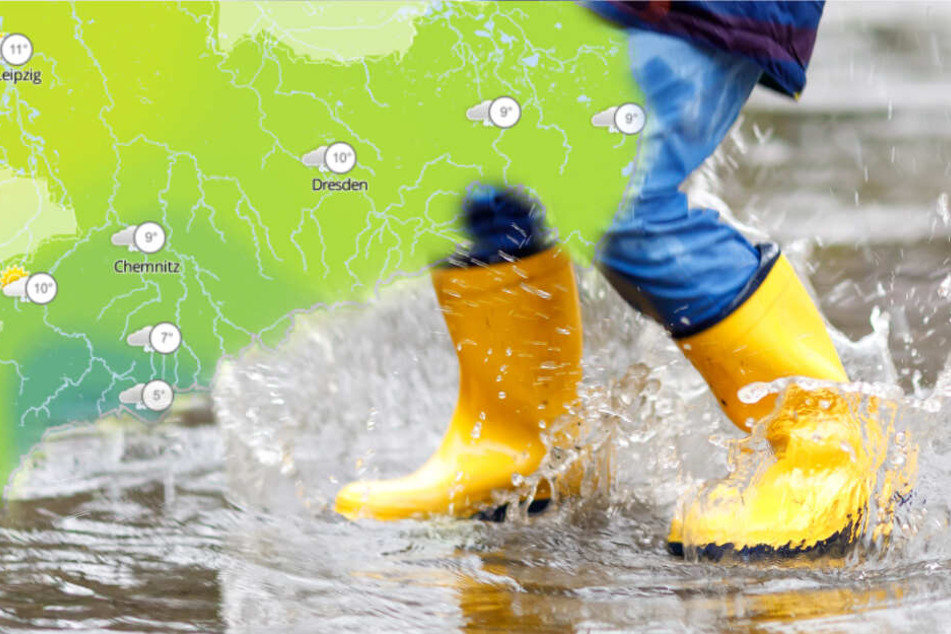 Das Wochenende bringt durchwachsenes Herbstwetter nach Sachsen, Sachsen-Anhalt und Thüringen - Regenschauer inklusive. (Bildmontage)