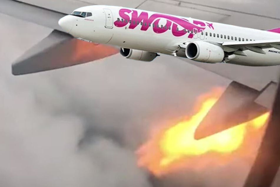 Billigflieger fängt kurz nach Start Feuer
