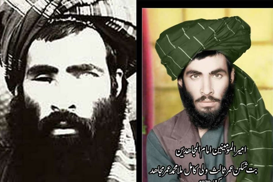 Mullah Omar als junger Mann (1978) und am Ende seines Lebens (li.). Er hatte im Kampf gegen die Sowjet-Truppen ein Auge verloren.