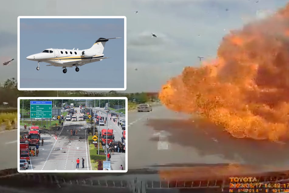 Flugzeug stürzt auf Autobahn: Videos zeigen dramatische Szenen