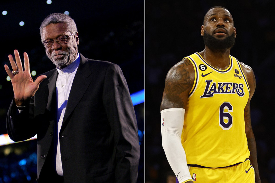 Los Angeles Lakers star LeBron James (r.) is switching back to jersey number 23 in respect for the late NBA legend Bill Russell.