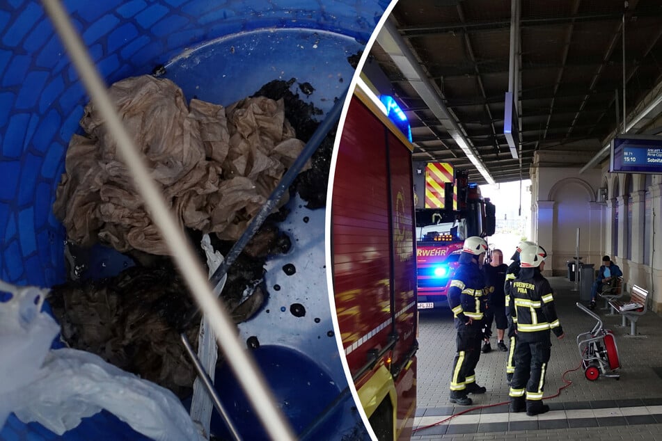 Mülleimer auf Männerklo in Flammen: Dichter Rauch im Bahnhof Pirna