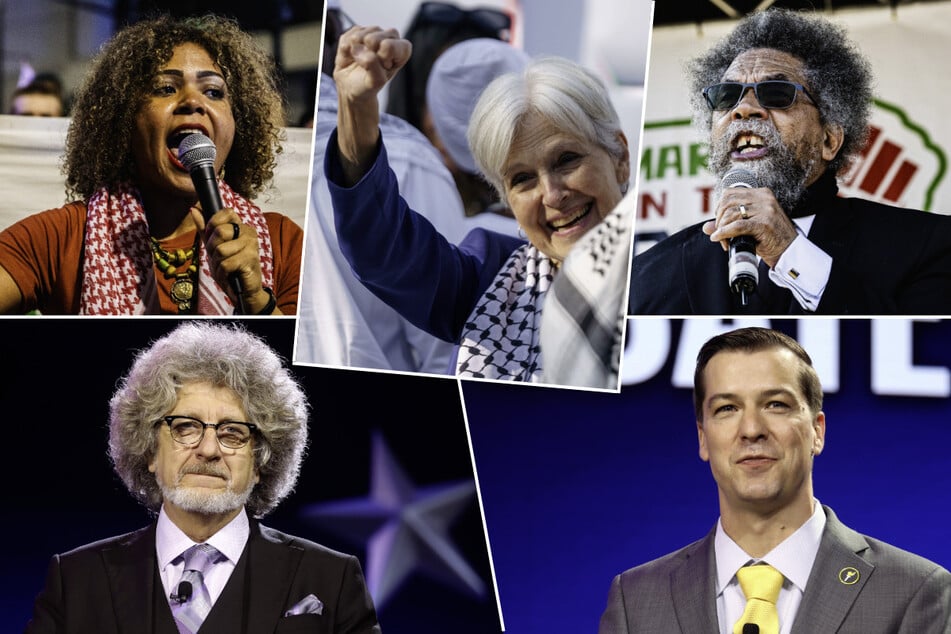 Clockwise from top left: Claudia De la Cruz (Party for Socialism and Liberation), Dr. Jill Stein (Green Party), Dr. Cornel West (Independent), Chase Oliver (Libertarian Party), and Randall Terry (Constitution Party) are all vying for a seat in the Oval Office.